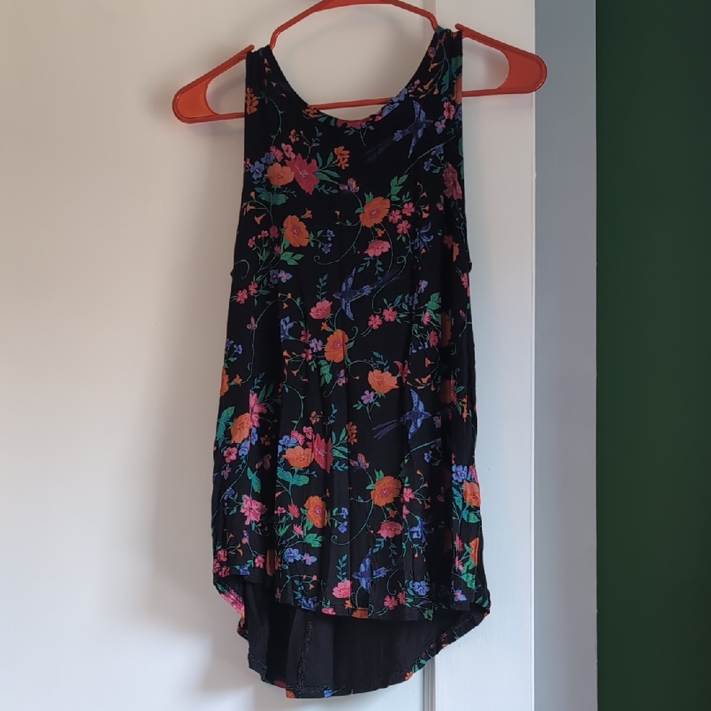 Old Navy Luxe Black Floral Top